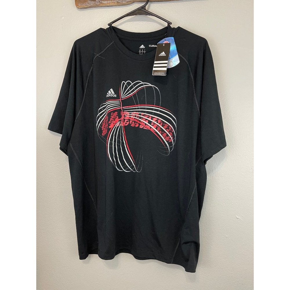 Men's Adidas Large Climalite NWT S/S T-shirt Black Badgers Basketball Athletic